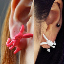 Animal Bunny Ear Stud Punk Rabbit Earrings Women's Jewelry White Red Color  SM6