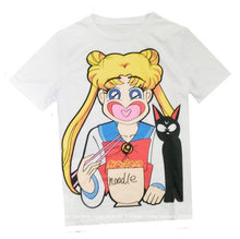 Anime Cartoon Girl Print T shirts  New Fashion Loose Women Tops O-neck Short Sleeve Women t-shirt Plus Size 72601 SM6