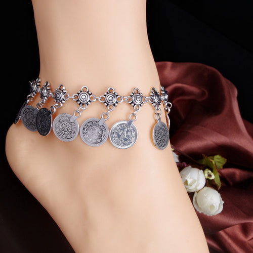 Antique Silver Coin Squirrels Anklet Womens Barefoot Foot Jewelry Ankle Bracelet SM6