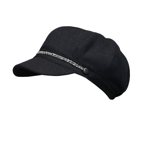 Artist Women's Warm Wool Beret Hat Beading Mesh Lining Cap Casual Dome Bare Chapeu Feminino Boina SM6