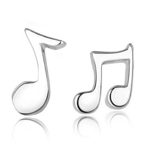 Artistic Gift Lovely Silver Plated Asymmetry Musical Note Shape Ear Stud Earrings SM6