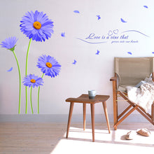 Aster Novi-belgii Purple Chrysanthemum DIY Wall Stickers Living Room TV/Sofa Backdrop Decor Mural Decal Wallpaper XL8088 SM6
