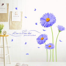 Aster Novi-belgii Purple Chrysanthemum DIY Wall Stickers Living Room TV/Sofa Backdrop Decor Mural Decal Wallpaper XL8088 SM6