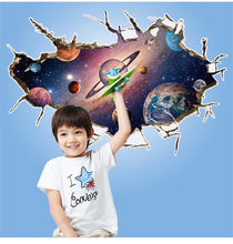 Astronauts nursery living room Bedroom backdrop Solar System wall stickers for kids rooms outer space 3d effect wall decals SM6