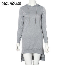 Autumn 2016 Women Hooded Sweatshirt Dress Loose Casual Long Sleeve Irregular Pullover Pockets Vestidos Casuales De Mujer#C818 SM6