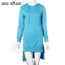 Autumn 2016 Women Hooded Sweatshirt Dress Loose Casual Long Sleeve Irregular Pullover Pockets Vestidos Casuales De Mujer#C818 SM6