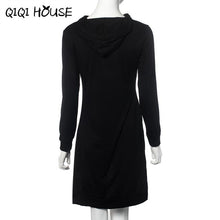 Autumn 2016 Women Hooded Sweatshirt Dress Loose Casual Long Sleeve Irregular Pullover Pockets Vestidos Casuales De Mujer#C818 SM6