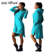 Autumn 2016 Women Hooded Sweatshirt Dress Loose Casual Long Sleeve Irregular Pullover Pockets Vestidos Casuales De Mujer#C818 SM6