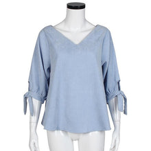 Autumn 2016 Women Korean Striped V-neck Loose Tops Ladies Office Shirts Casual Blouse Femme Toyouth#D823 SM6