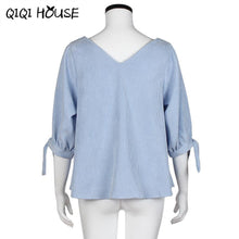 Autumn 2016 Women Korean Striped V-neck Loose Tops Ladies Office Shirts Casual Blouse Femme Toyouth#D823 SM6