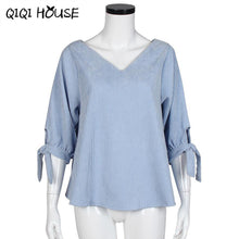Autumn 2016 Women Korean Striped V-neck Loose Tops Ladies Office Shirts Casual Blouse Femme Toyouth#D823 SM6