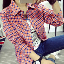 Autumn Fashion Casual Women Blouse  European New Simple Plaid Shirts Turn-down Collar Long Sleeve Tops Female Shirt 31661 SM6