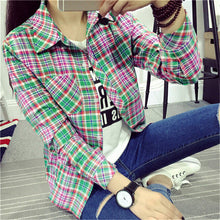 Autumn Fashion Casual Women Blouse  European New Simple Plaid Shirts Turn-down Collar Long Sleeve Tops Female Shirt 31661 SM6