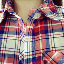 Autumn Fashion Casual Women Blouse  European New Simple Plaid Shirts Turn-down Collar Long Sleeve Tops Female Shirt 31661 SM6