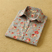 Autumn Female Floral Print Blouses Long Sleeve Fashion Cotton Blusas Femininas Japanese Style Tops 70017 SM6