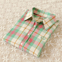 Autumn Female Plaid Blouses Long Sleeve Fashion Blusas Femininas Tops Turn-down Collar Shirt With Button 71639 SM6