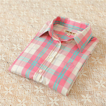 Autumn Female Plaid Blouses Long Sleeve Fashion Blusas Femininas Tops Turn-down Collar Shirt With Button 71639 SM6