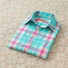 Autumn Female Plaid Blouses Long Sleeve Fashion Blusas Femininas Tops Turn-down Collar Shirt With Button 71639 SM6