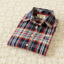 Autumn Female Plaid Blouses Long Sleeve Fashion Blusas Femininas Tops Turn-down Collar Shirt With Button 71639 SM6