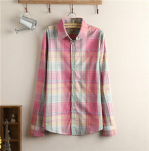 Autumn Female Plaid Blouses Long Sleeve Fashion Blusas Femininas Tops Turn-down Collar Shirt With Button 71639 SM6