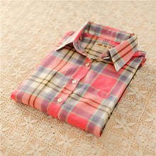 Autumn Female Plaid Blouses Long Sleeve Fashion Blusas Femininas Tops Turn-down Collar Shirt With Button 71639 SM6