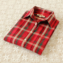 Autumn Female Plaid Blouses Long Sleeve Fashion Blusas Femininas Tops Turn-down Collar Shirt With Button 71639 SM6