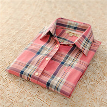 Autumn Female Plaid Blouses Long Sleeve Fashion Blusas Femininas Tops Turn-down Collar Shirt With Button 71639 SM6