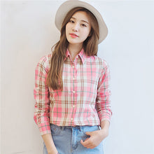 Autumn Female Plaid Blouses Long Sleeve Fashion Blusas Femininas Tops Turn-down Collar Shirt With Button 71639 SM6