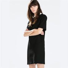 Autumn New Women Square Cololar Dress Black Short Sleeve Plus Size Straight Preppy Style Solid Vestidos 70034 SM6