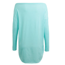 Off The Shoulder Top Sexy Asymmetric Hem T Shirt Woman Blue Loog Sleeve Tee Shirt Ladies Slash Neck Top SM6