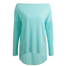 Off The Shoulder Top Sexy Asymmetric Hem T Shirt Woman Blue Loog Sleeve Tee Shirt Ladies Slash Neck Top SM6