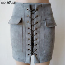 Autumn Skirts Womens Cross Bandage Suede Fabric Mini Skirt Slim Seamless Stretch Tight Elegant Skirt Saia Longa#C907 SM6