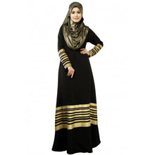 Women Muslim Maxi Dress Stripe Zipper Long Sleeves Abaya Kaftan Islamic Robe XL Long Dress OrangeBlack Islamic Clothing SM6