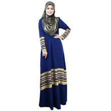 Women Muslim Maxi Dress Stripe Zipper Long Sleeves Abaya Kaftan Islamic Robe XL Long Dress OrangeBlack Islamic Clothing SM6