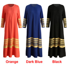 Women Muslim Maxi Dress Stripe Zipper Long Sleeves Abaya Kaftan Islamic Robe XL Long Dress OrangeBlack Islamic Clothing SM6