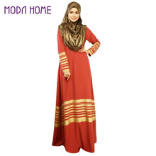 Women Muslim Maxi Dress Stripe Zipper Long Sleeves Abaya Kaftan Islamic Robe XL Long Dress OrangeBlack Islamic Clothing SM6