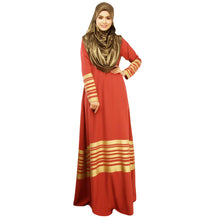 Women Muslim Maxi Dress Stripe Zipper Long Sleeves Abaya Kaftan Islamic Robe XL Long Dress OrangeBlack Islamic Clothing SM6