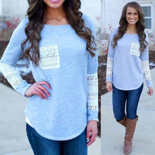 long-sleeved t shirt casual sexy lace pocket women Crochet t shirt  Knitted Slim Top t-shirt plus size SM6