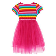 BOBORA Kids Baby Girl Toddler Rainbow Striped Tutu Dresses Girls Top Party Dress Outfit Clothes SM6