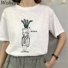 BOTINICAL Letter Print Funny Character T shirts  Harajuku style New Fashion Women Tops Short Sleeve Plus Size Women t-shirt SM6
