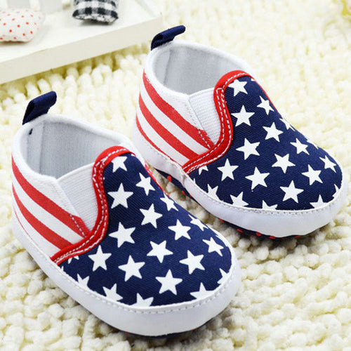 Baby First Walker Shoes Toddler Unisex Boy Girls Star Plaids Print Anti-slip Slip-on Canvas Crib ShoesSM6