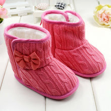 Baby Girl Boy Snow Boots Knit Bowknot Faux Fleece Soft Sole Kids Woolen Yam Knit Fur 3-18 Months SM6
