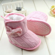 Baby Girl Boy Snow Boots Knit Bowknot Faux Fleece Soft Sole Kids Woolen Yam Knit Fur 3-18 Months SM6
