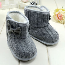 Baby Girl Boy Snow Boots Knit Bowknot Faux Fleece Soft Sole Kids Woolen Yam Knit Fur 3-18 Months SM6