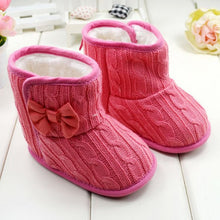 Baby Girl Boy Snow Boots Knit Bowknot Faux Fleece Soft Sole Kids Woolen Yam Knit Fur 3-18 Months SM6