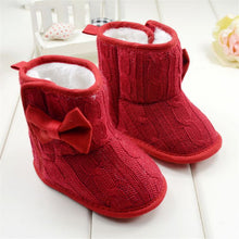 Baby Girl Boy Snow Boots Knit Bowknot Faux Fleece Soft Sole Kids Woolen Yam Knit Fur 3-18 Months SM6