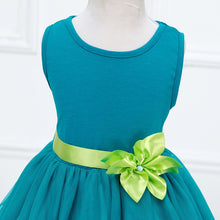 Baby Girl Princess Dress Dreamlike Lake Blue Sleeveless Green Floral Belt Dress Wedding Party Birthday Clothes SM6