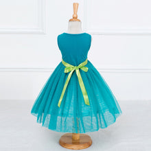 Baby Girl Princess Dress Dreamlike Lake Blue Sleeveless Green Floral Belt Dress Wedding Party Birthday Clothes SM6