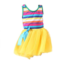 Baby Girls Puffy Dress Dancing Clothes Princess Tutu Rainbow Striped Dresses Kids Clothing SM6