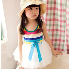 Baby Girls Puffy Dress Dancing Clothes Princess Tutu Rainbow Striped Dresses Kids Clothing SM6